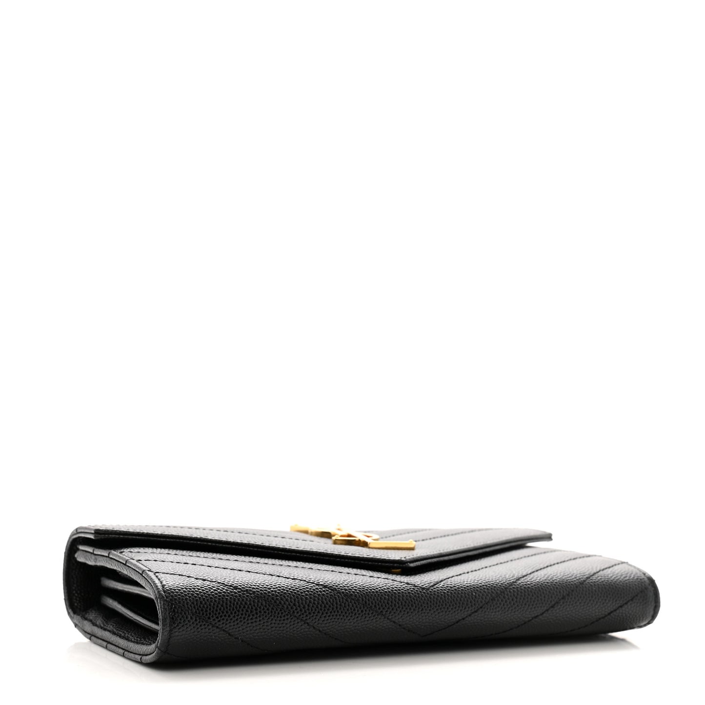 Grain De Poudre Matelasse Chevron Monogram Flap Wallet Black