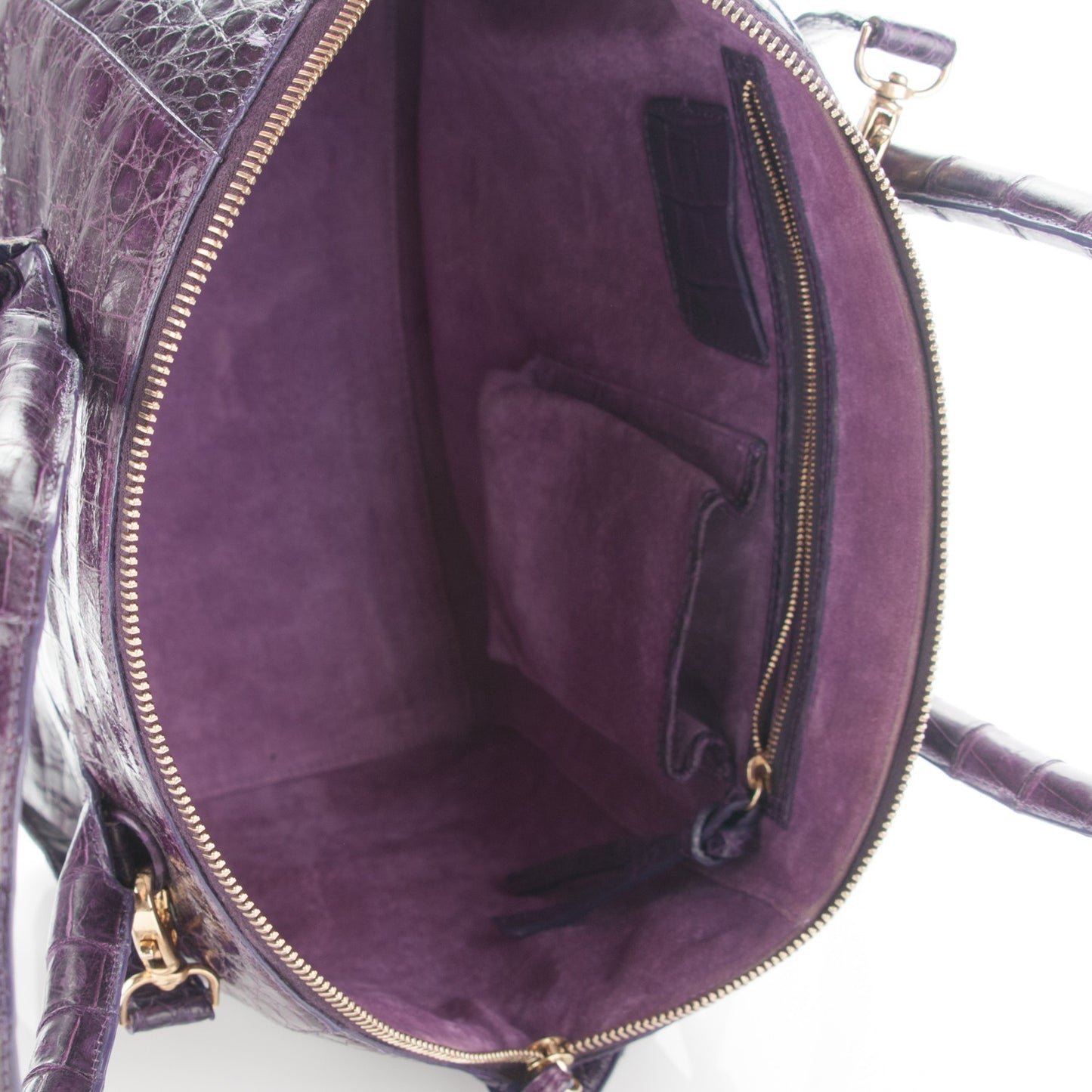 Crocodile Medium Dome Satchel Purple