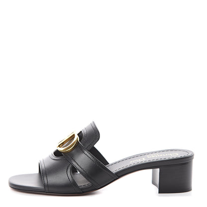 Christian Dior Calfskin 30 Montaigne Mid-Heel Slide Sandals 37 Black 1 of 7