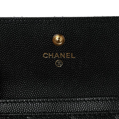 Chanel Caviar Quilted Enamel Coco Casino Flap Card Holder Wallet Black 5 of 7