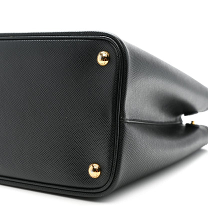 Prada Saffiano Cuir Medium Double Bag Black Fuoco 10 of 11