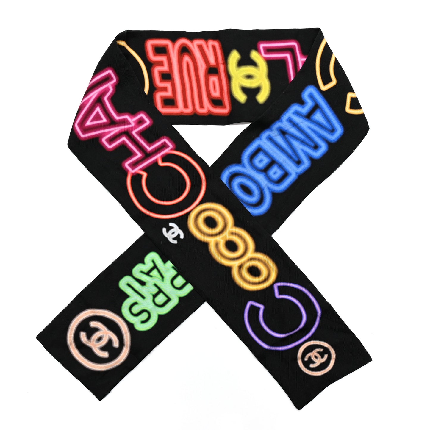 Silk Neon CC Bandeau Scarf Black Multicolor