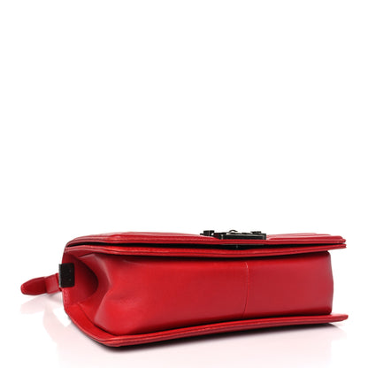 Chanel Lambskin Geometric Chevron Quilted Medium Boy Flap Red 4 of 13