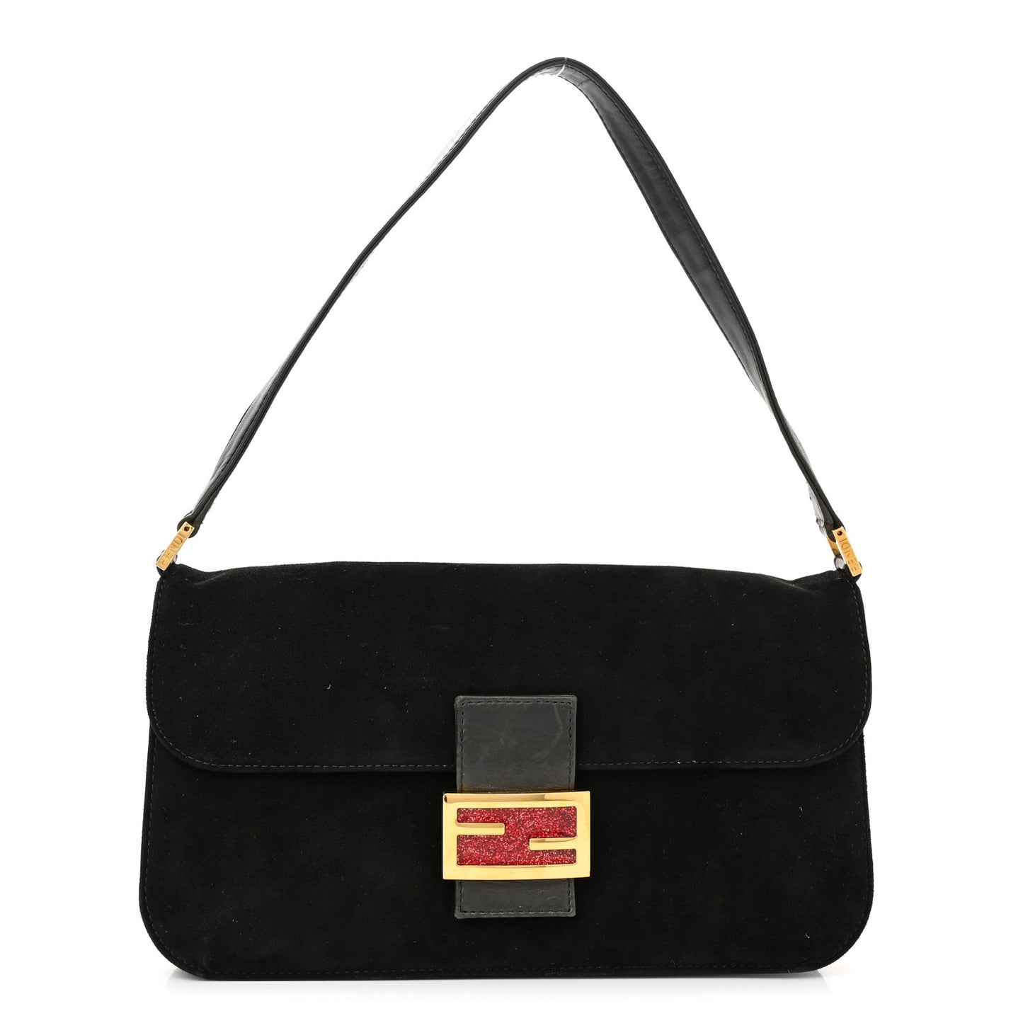 Suede Calfskin Baguette Black