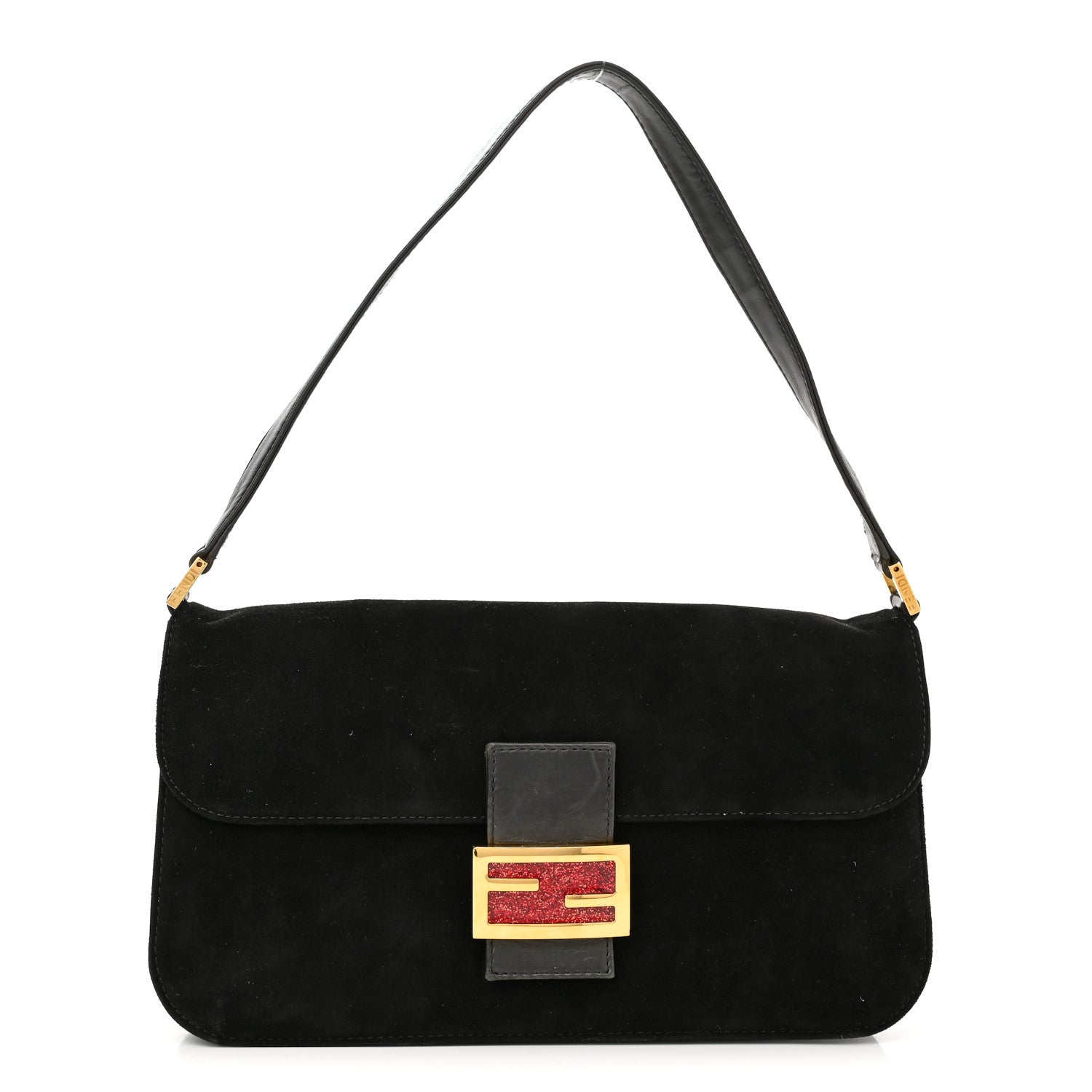 Fendi Suede Calfskin Baguette Black 1 of 8