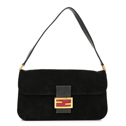 Fendi Suede Calfskin Baguette Black 1 of 8