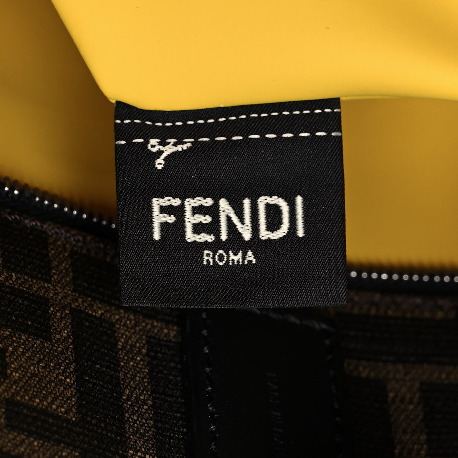 Fendi Glazed Fabric Vitello Century FF 1974 Roma Amor Tote Tobacco Moro Black Limone 8 of 14