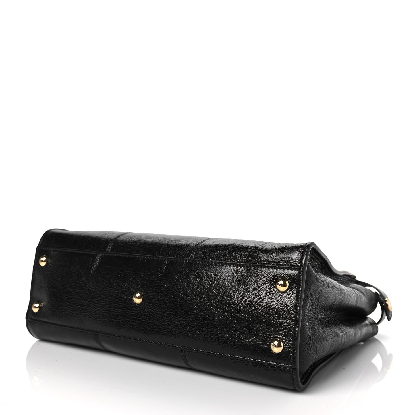 Agnello Old Shine Medium Peekaboo Iconic Satchel Black