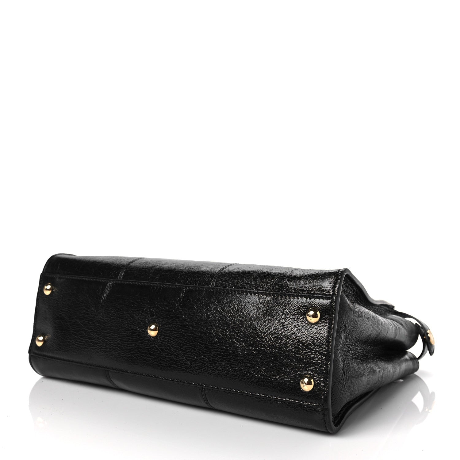 Fendi Agnello Old Shine Medium Peekaboo Iconic Satchel Black 7 of 7
