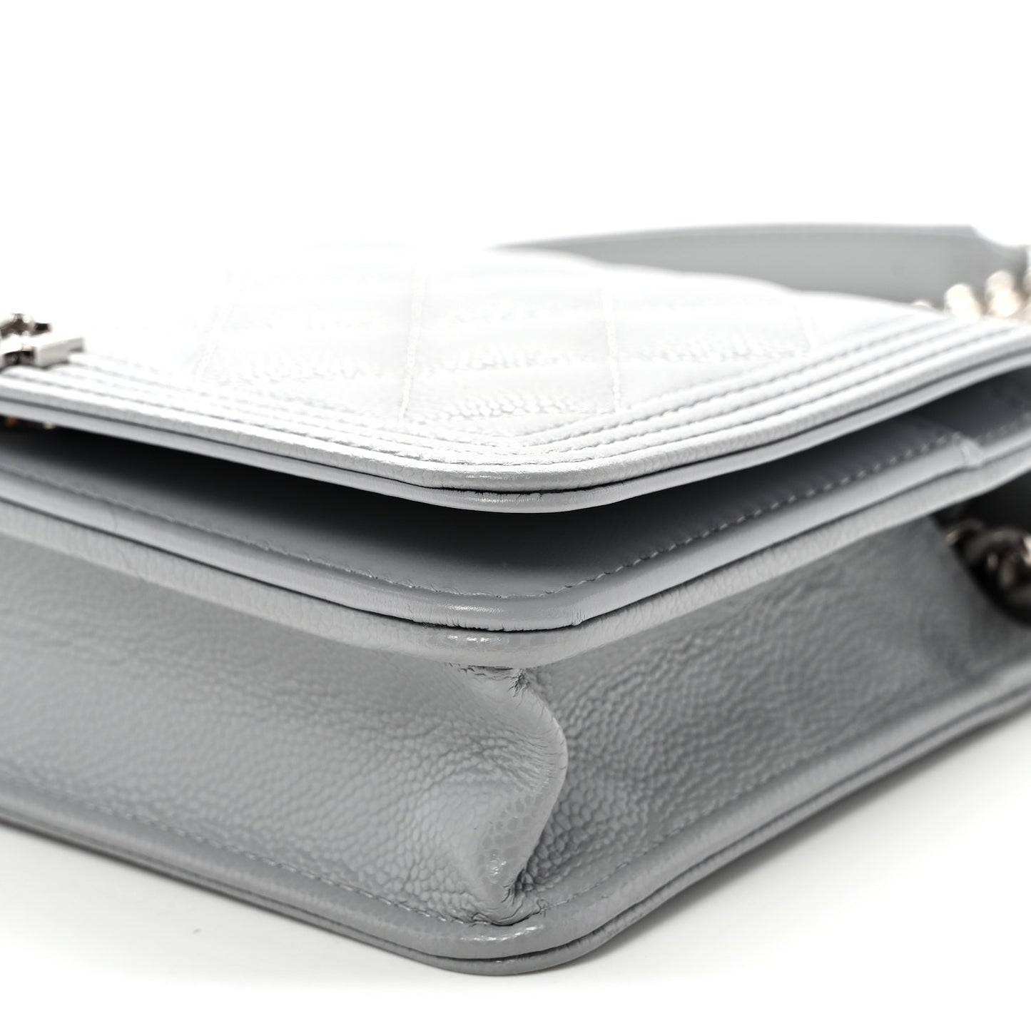 Caviar Quilted Boy Wallet On Chain WOC Grey