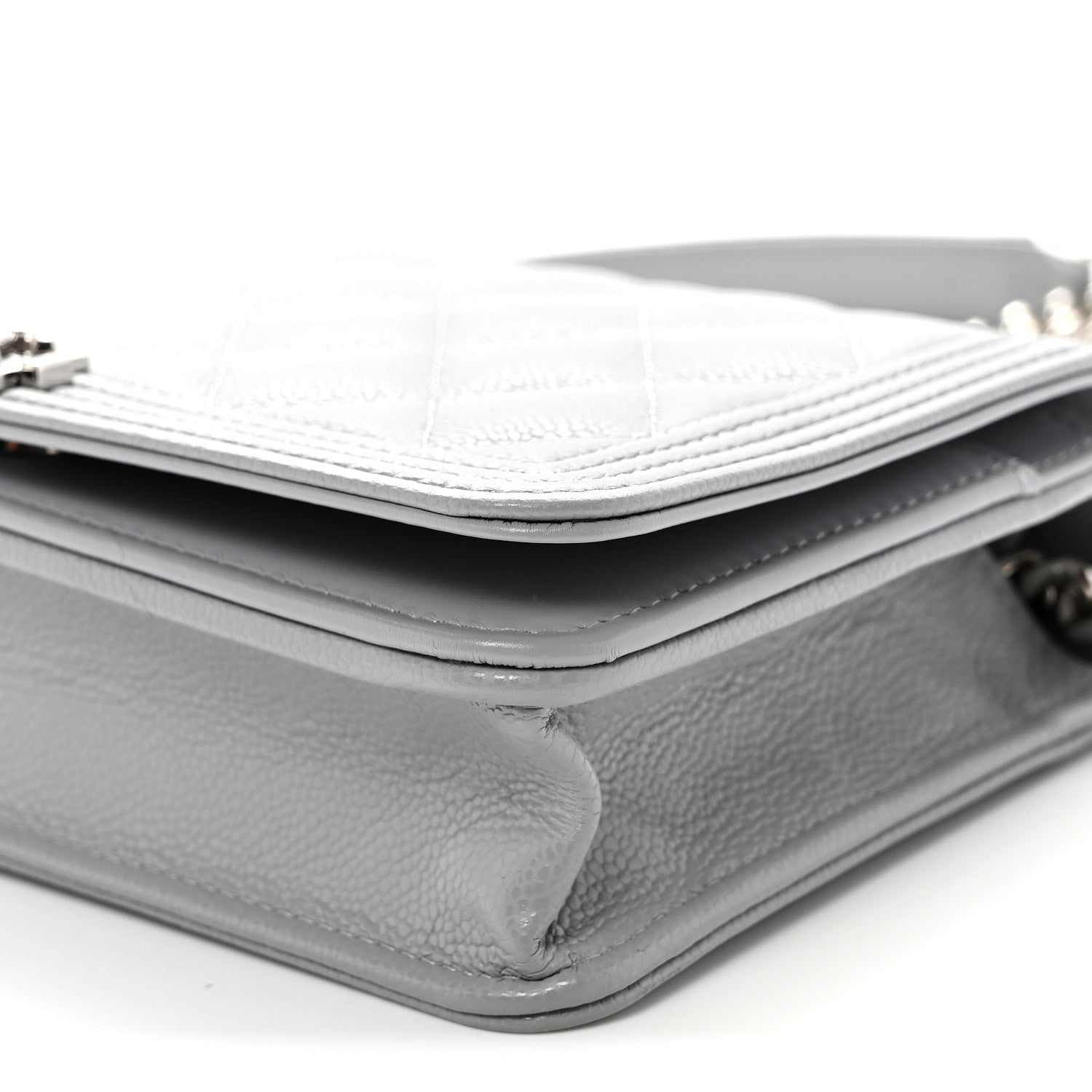 Chanel Caviar Quilted Boy Wallet On Chain WOC Grey 11 of 11