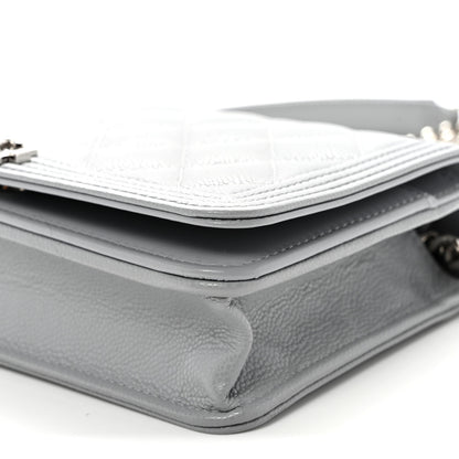 Chanel Caviar Quilted Boy Wallet On Chain WOC Grey 11 of 11