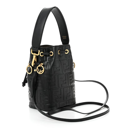 Fendi Vitello Liberty F is Fendi FF 1974 Embossed Mini Mon Tresor Bucket Bag Black 3 of 10