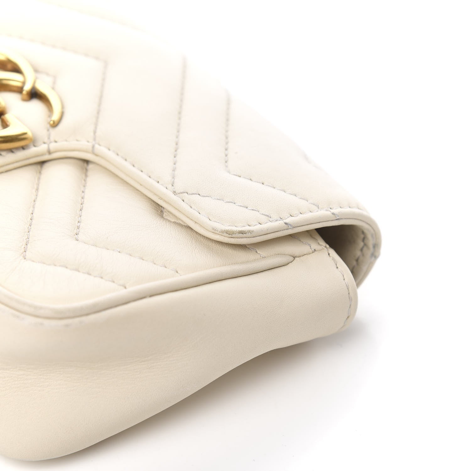 Gucci Calfskin Matelasse Super Mini GG Marmont Shoulder Bag White 9 of 13