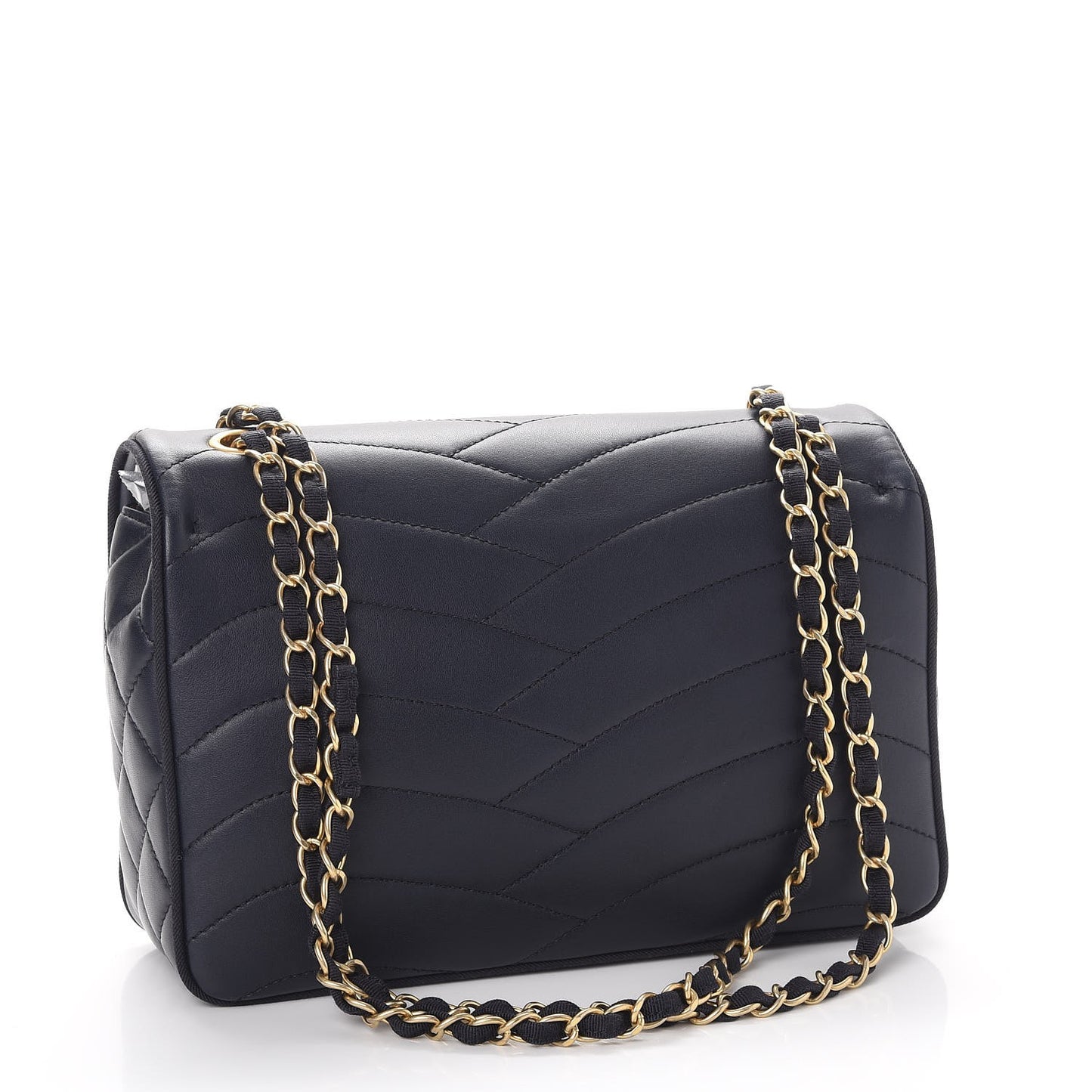 Lambskin Scallop Quilted Medium Pagoda Flap Navy