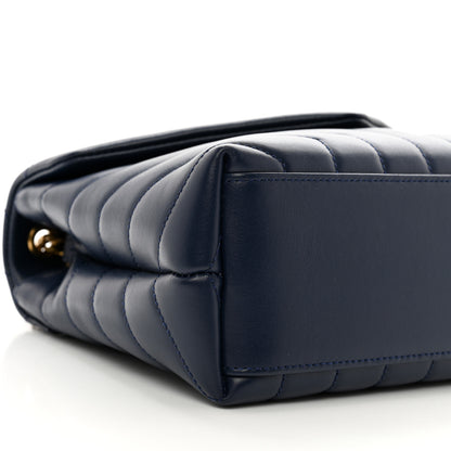 Saint Laurent Calfskin Y Quilted Monogram Small Loulou Chain Satchel Blue Charron 9 of 11