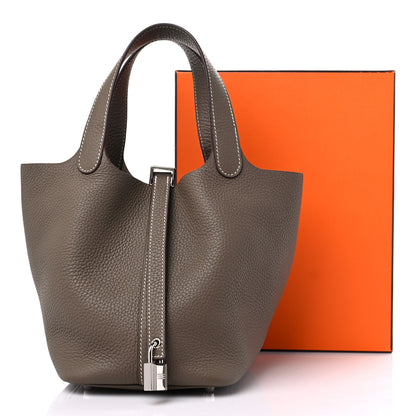 Hermes Taurillon Clemence Picotin Lock 18 PM Etoupe 9 of 9