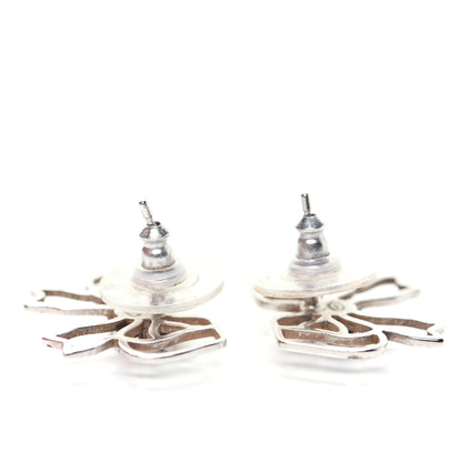 Chanel Crystal CC Bow Earrings Silver 3 of 7