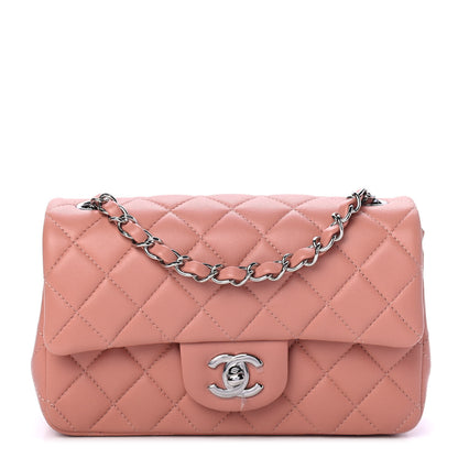 Chanel Lambskin Quilted Mini Rectangular Flap Dark Pink 1 of 4