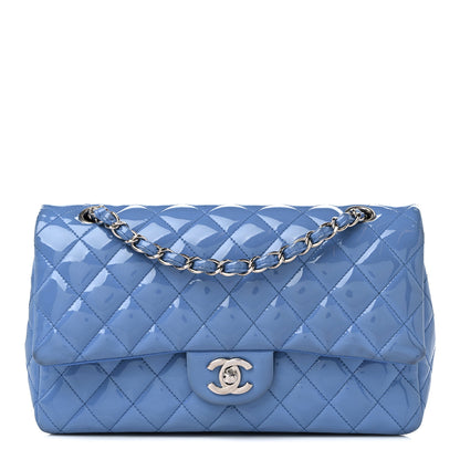 Chanel Patent Quilted Medium Double Flap Blue 1 of 14