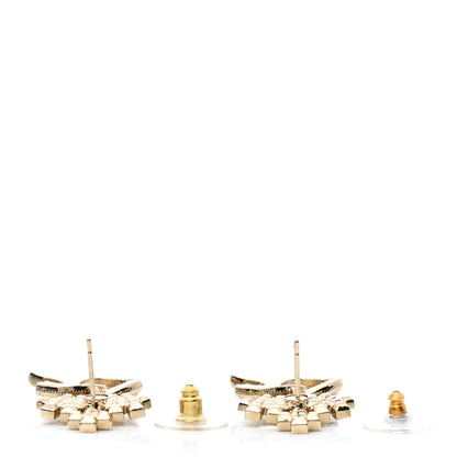 Chanel Crystal CC Crown Drop Earrings Gold 3 of 5