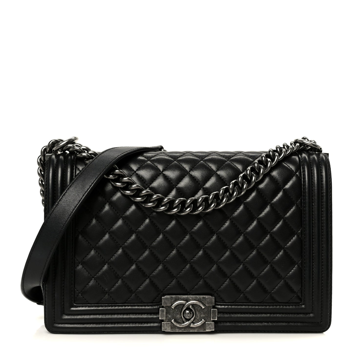 Calfskin Quilted New Medium Boy Flap Black