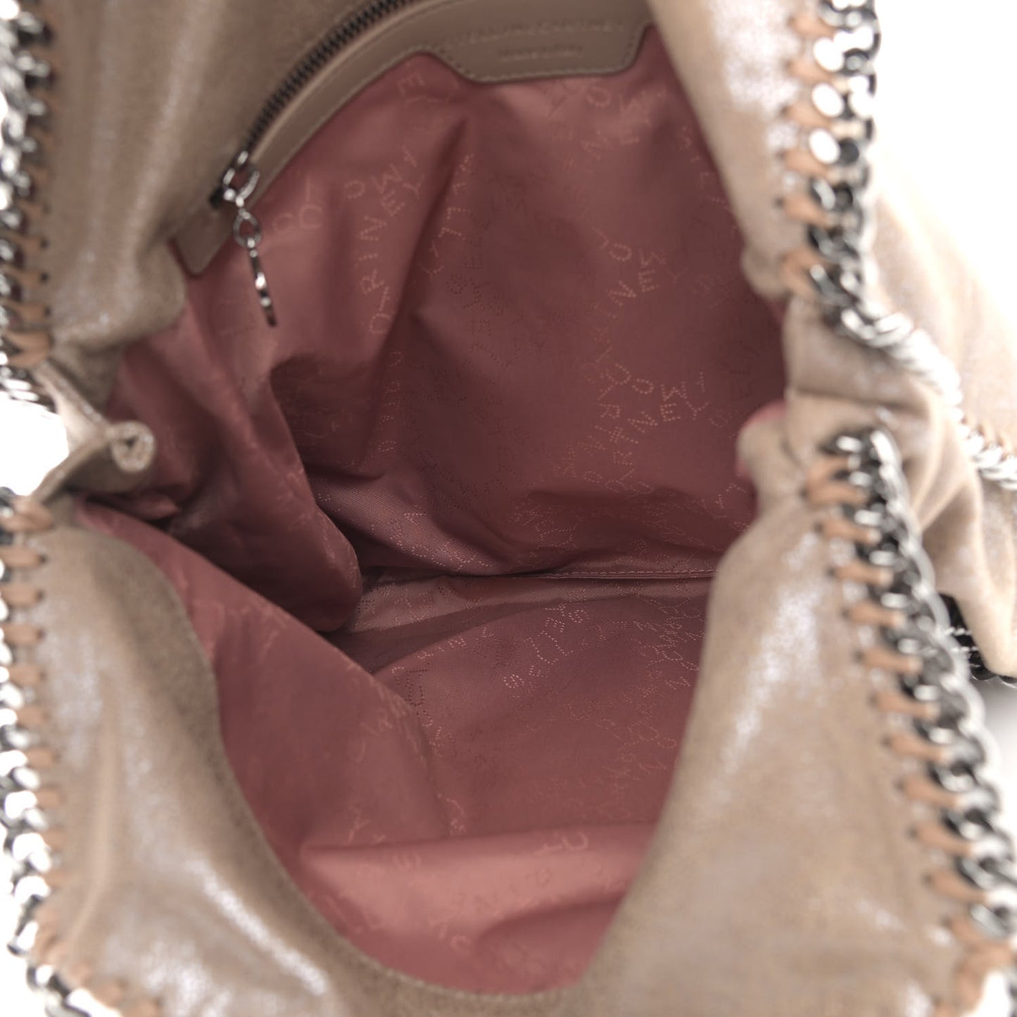 Metallic Shaggy Deer Falabella Fold Over Tote Sand