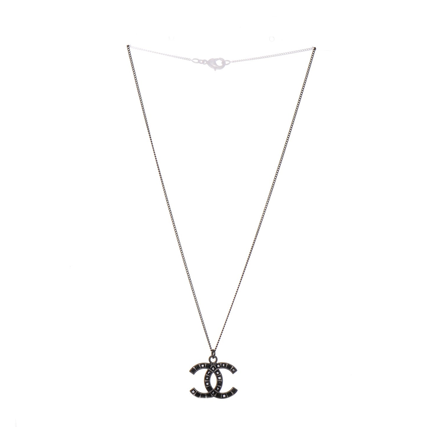 Ruthenium Baguette Crystal CC Necklace Black