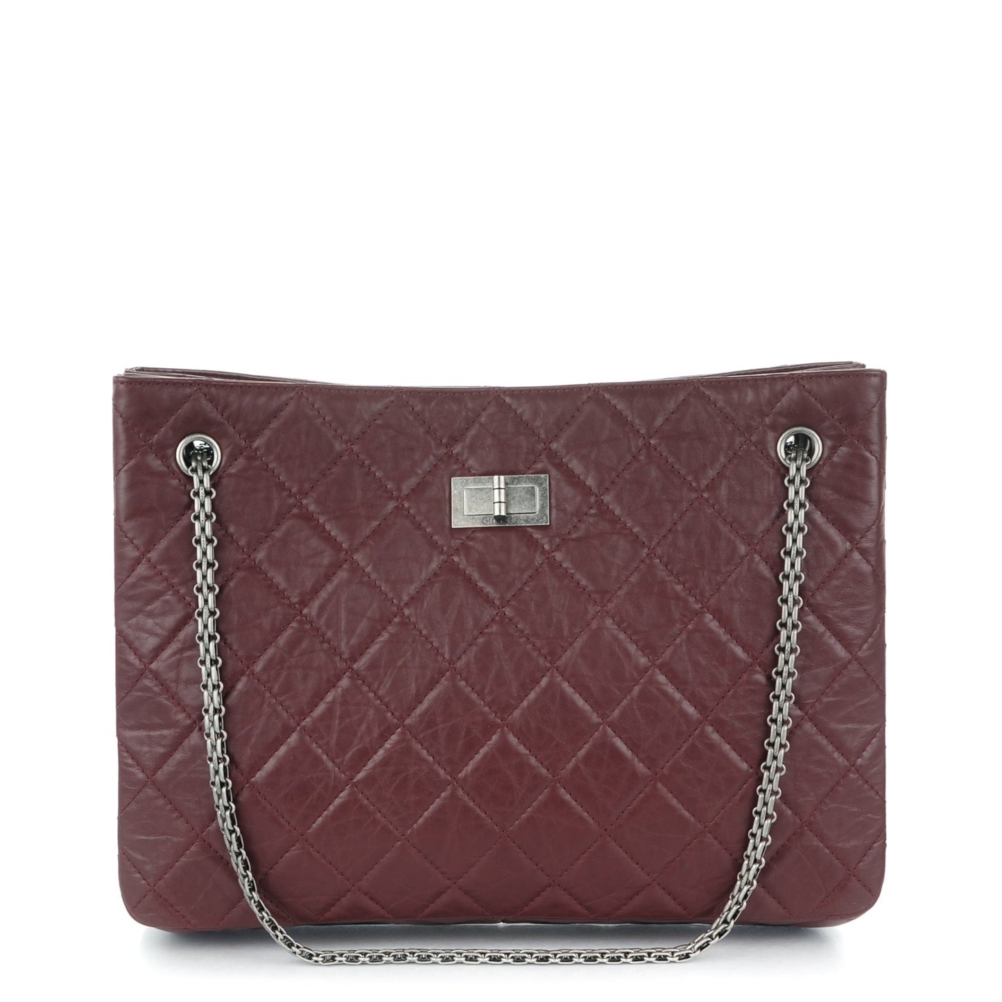 Aged Calfskin Quilted Reissue 2.55 Tote Bordeaux