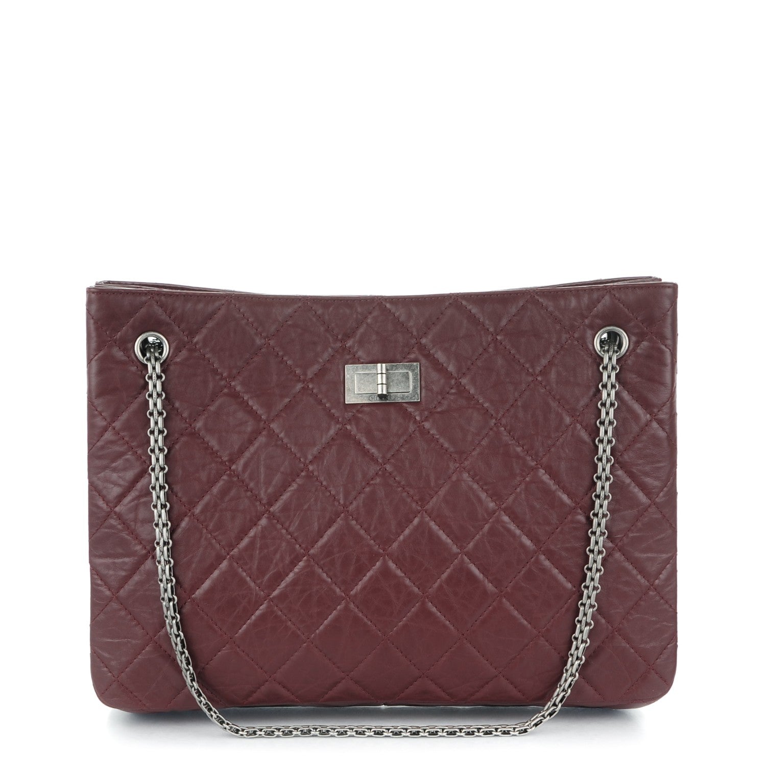 Chanel Aged Calfskin Quilted Reissue 2.55 Tote Bordeaux 1 of 8
