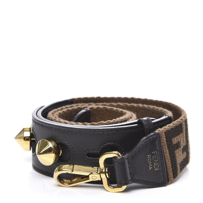 Fendi Ribbon Vitello Century FF 1974 Studded Strap You Fango Marrone Ebano 1 of 5