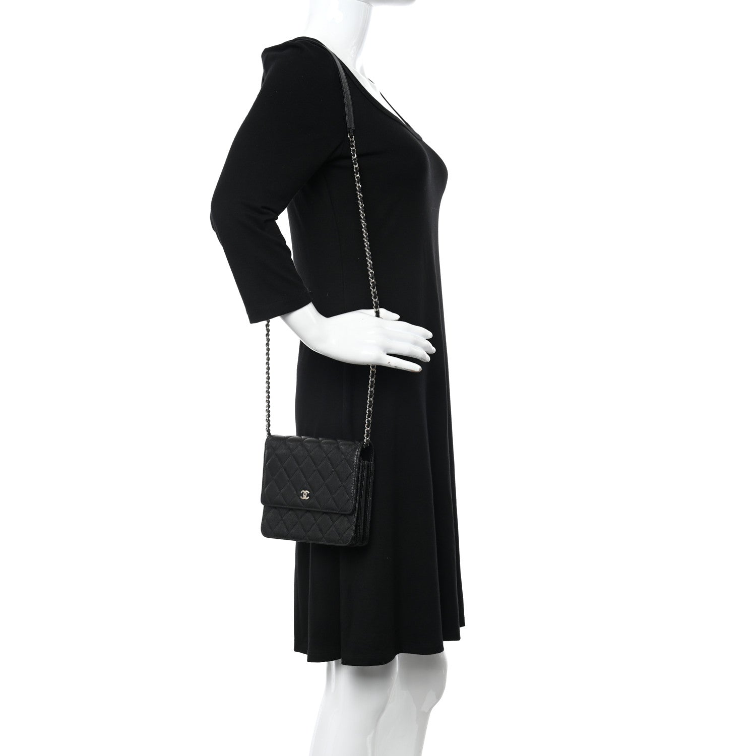 Chanel Caviar Quilted Square Wallet on Chain WOC Black 2 of 9