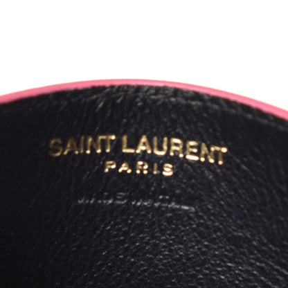 Saint Laurent Grain De Poudre Matelasse Chevron Monogram Credit Card Case Indian Pink 8 of 10