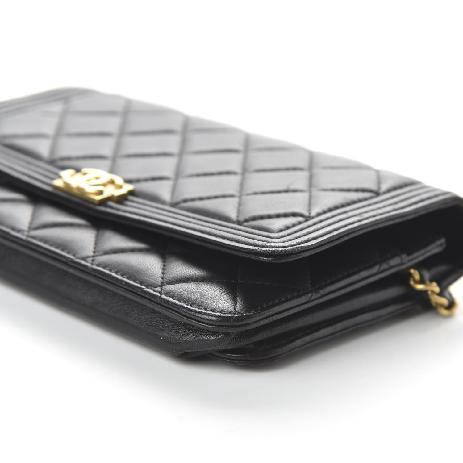 Chanel Lambskin Quilted Boy Wallet On Chain WOC Black 7 of 12
