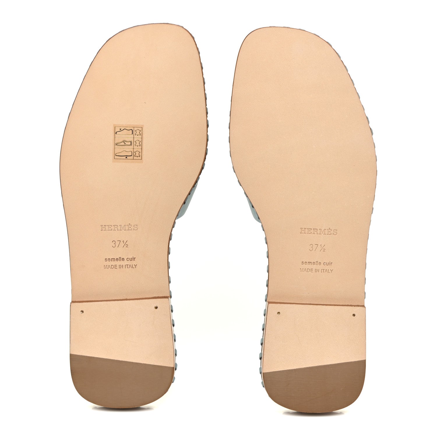 Hermes Box Calfskin Braided Oran Sandals 37.5 Vert D'Eau 5 of 8