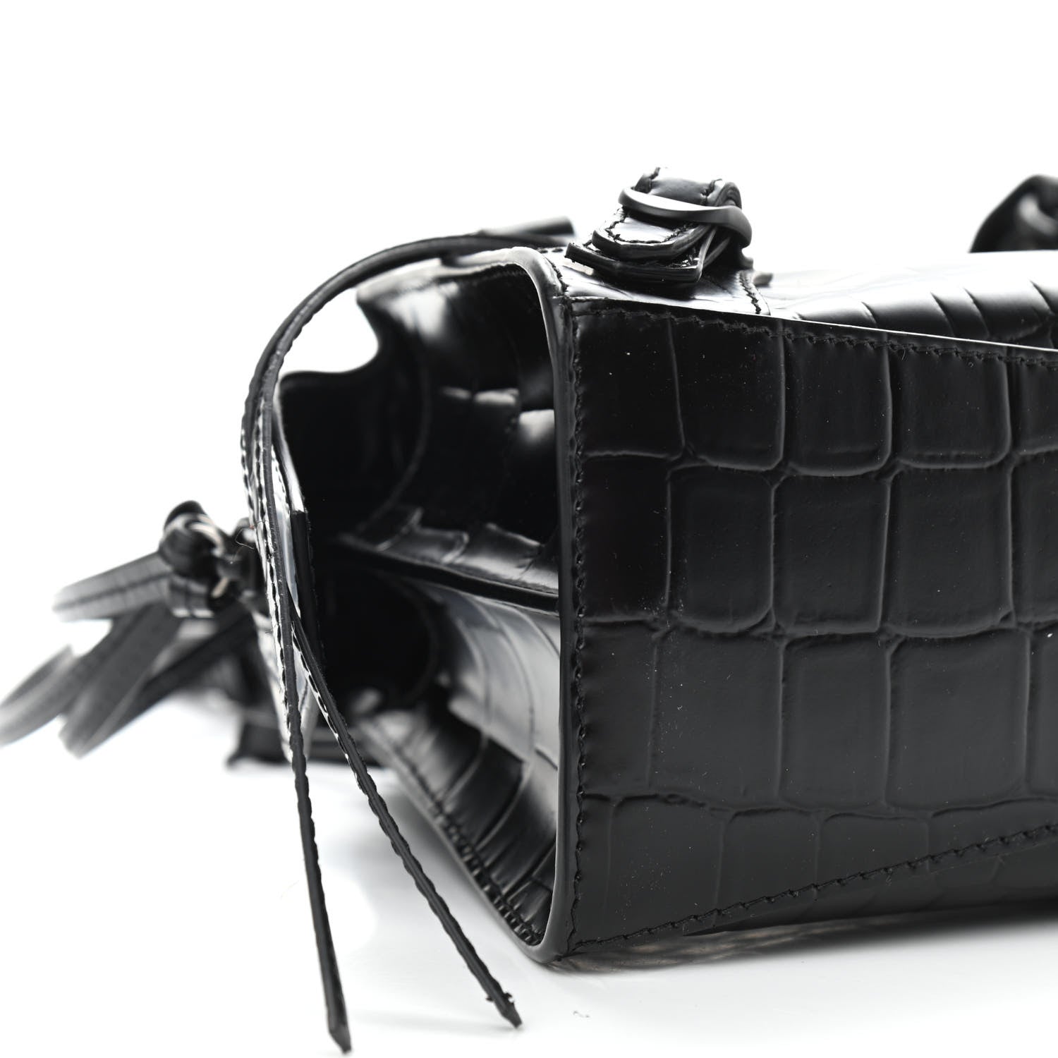 Balenciaga Semi Shiny Calfskin Crocodile Embossed Neo Classic Black Hardware Mini City Black 8 of 10