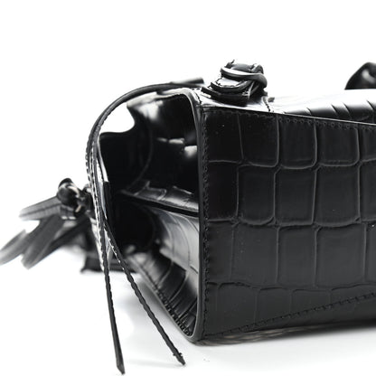 Balenciaga Semi Shiny Calfskin Crocodile Embossed Neo Classic Black Hardware Mini City Black 8 of 10