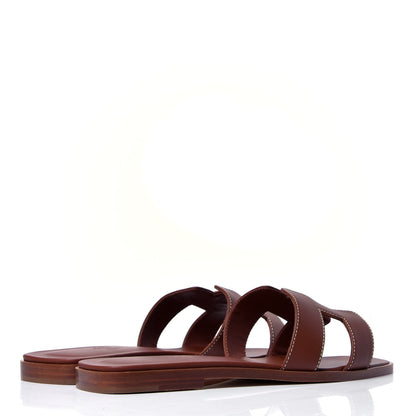 Hermes Box Calfskin Oran Sandals 38 Gold 3 of 9