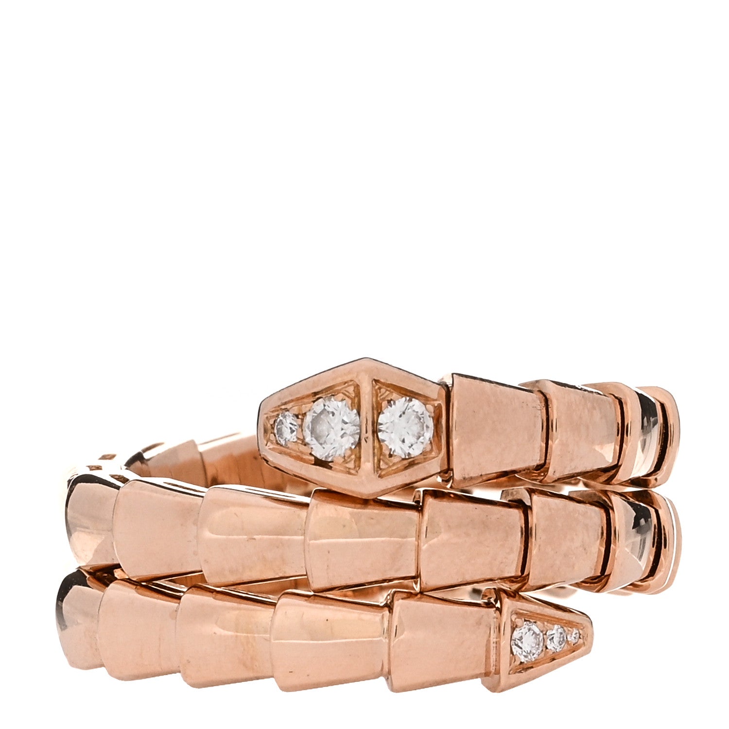 Bulgari 18K Rose Gold Diamond Serpenti Viper Wrap Ring L 1 of 5