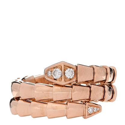 Bulgari 18K Rose Gold Diamond Serpenti Viper Wrap Ring L 1 of 5