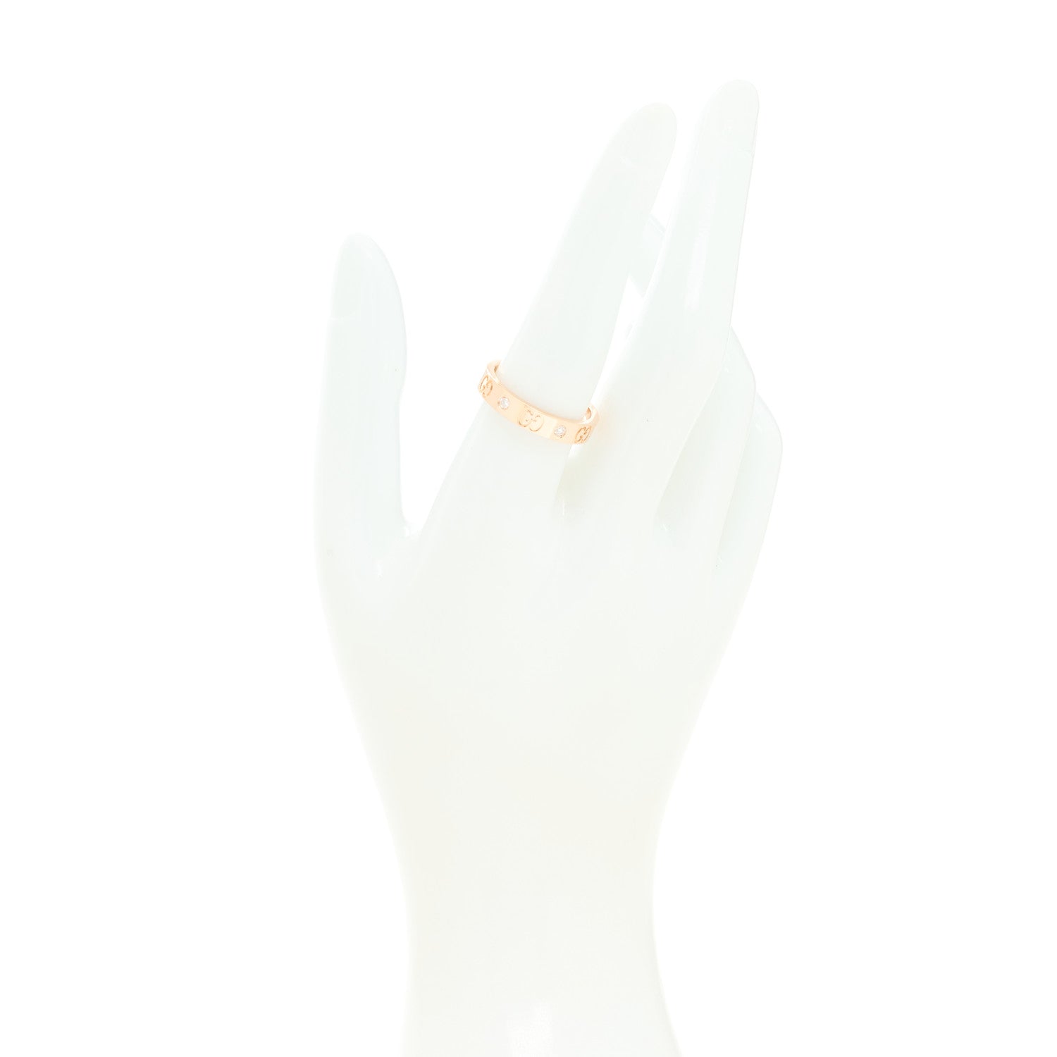 Gucci 18K Rose Gold Diamond Icon Band Ring 57 8 2 of 7