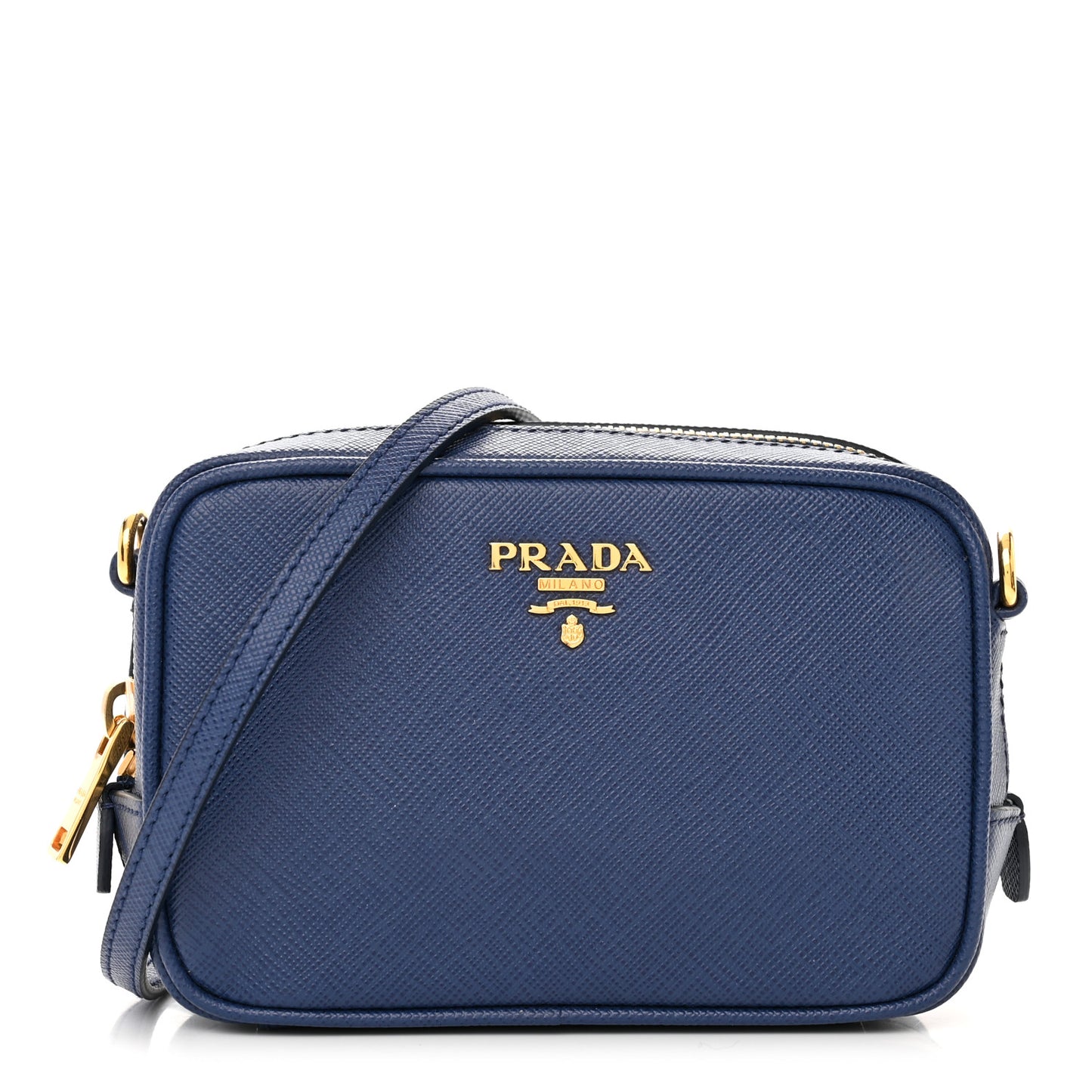 Saffiano Mini Camera Crossbody Bag Azzurro