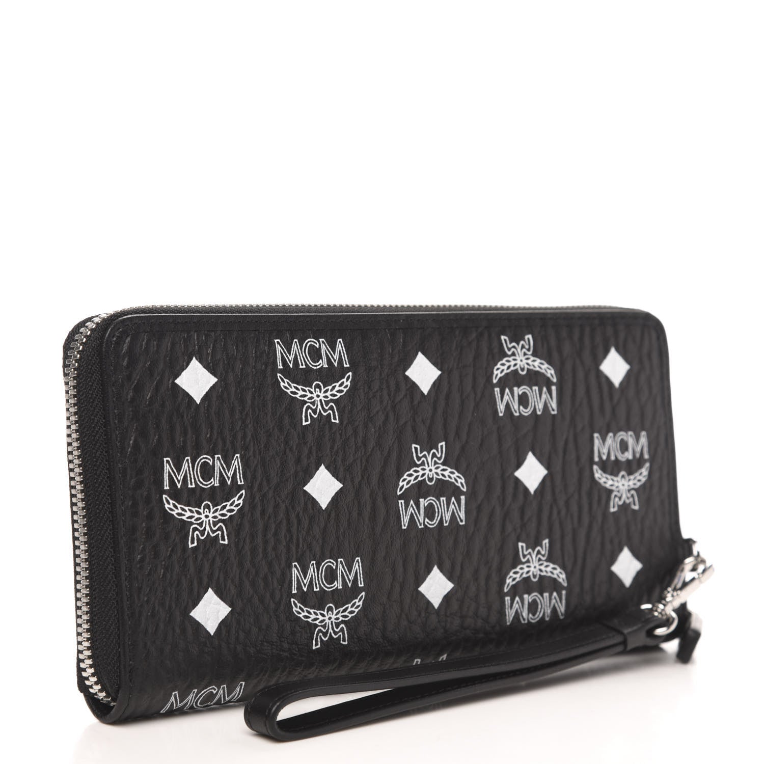 MCM Visetos Zip Around Wallet Black 2 of 9