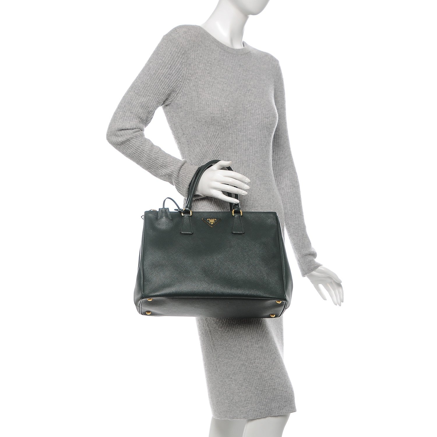 Prada Saffiano Large Galleria Double Zip Tote Smeraldo 2 of 7