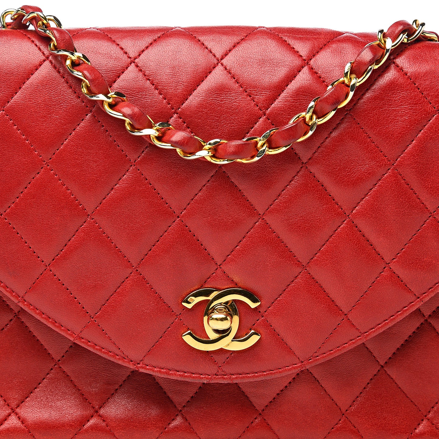 Lambskin Quilted Small Single Flap Red