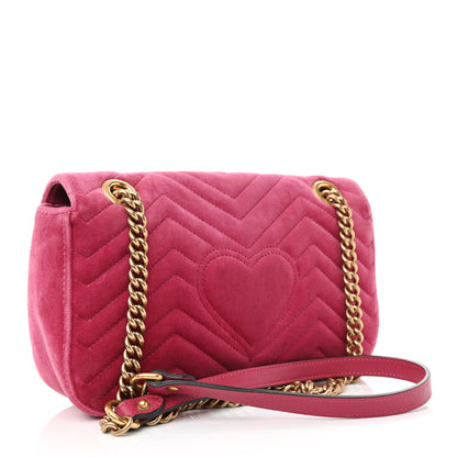 Gucci Velvet Matelasse Small GG Marmont Shoulder Bag Light Raspberry Rose 3 of 10