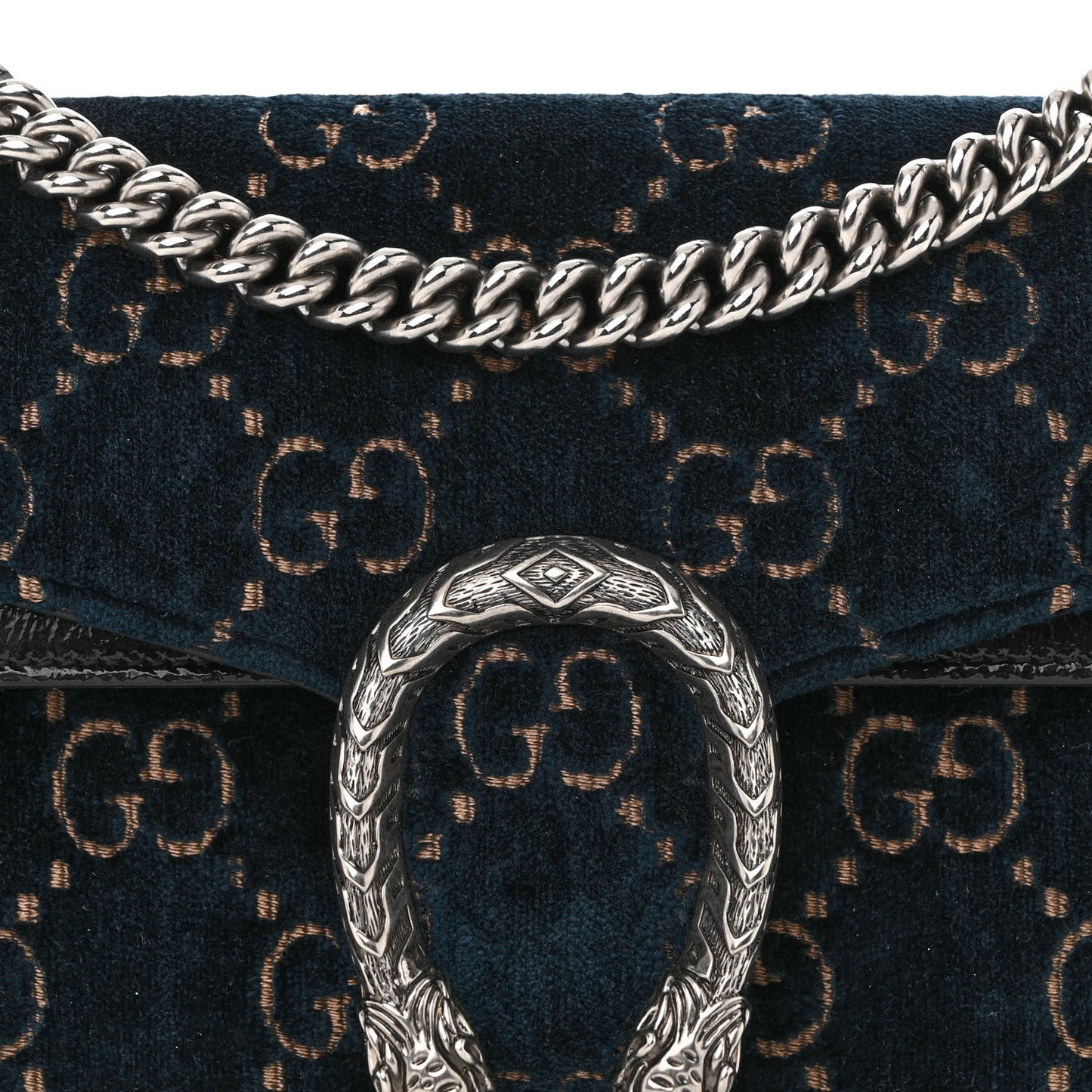 Velvet Skipper GG Monogram Small Dionysus Shoulder Bag Blue Beige Black