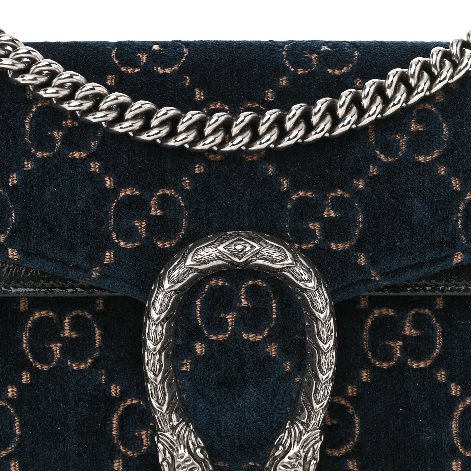 Gucci Velvet Skipper GG Monogram Small Dionysus Shoulder Bag Blue Beige Black 9 of 13