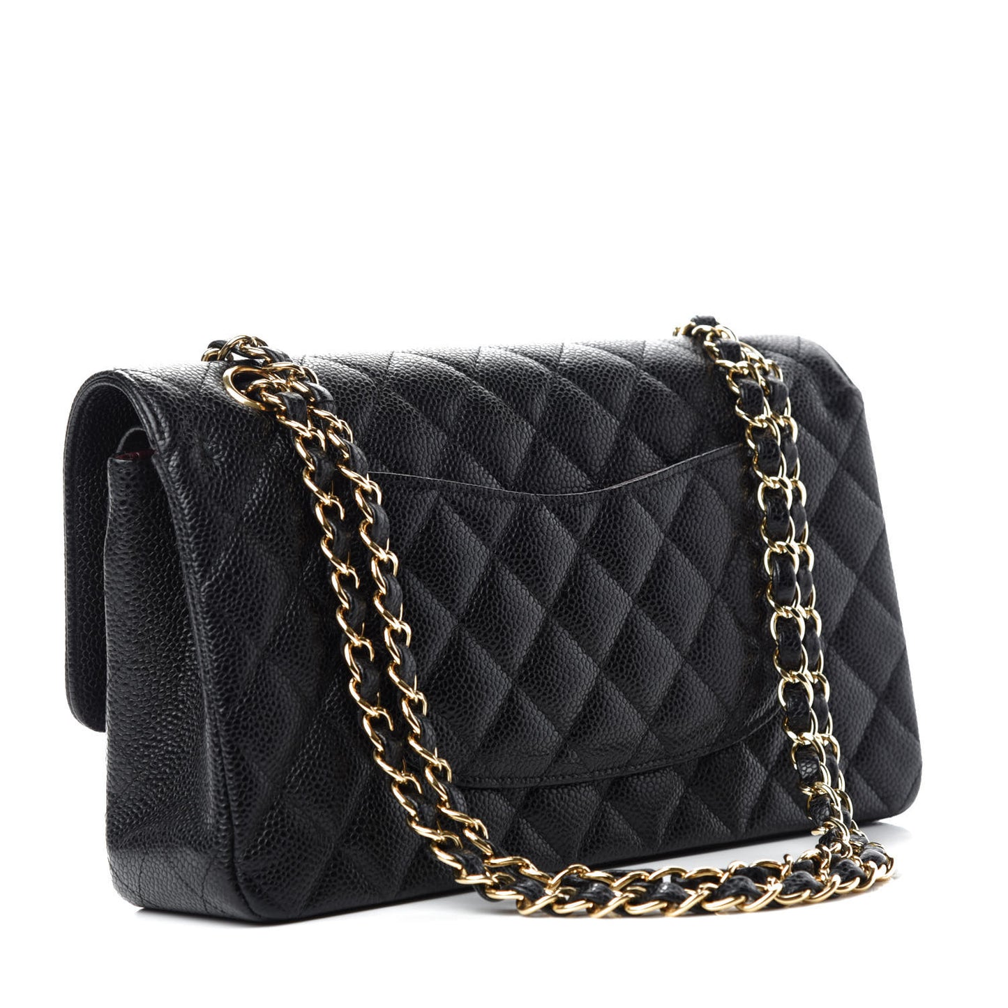 Caviar Quilted Medium Double Flap Black