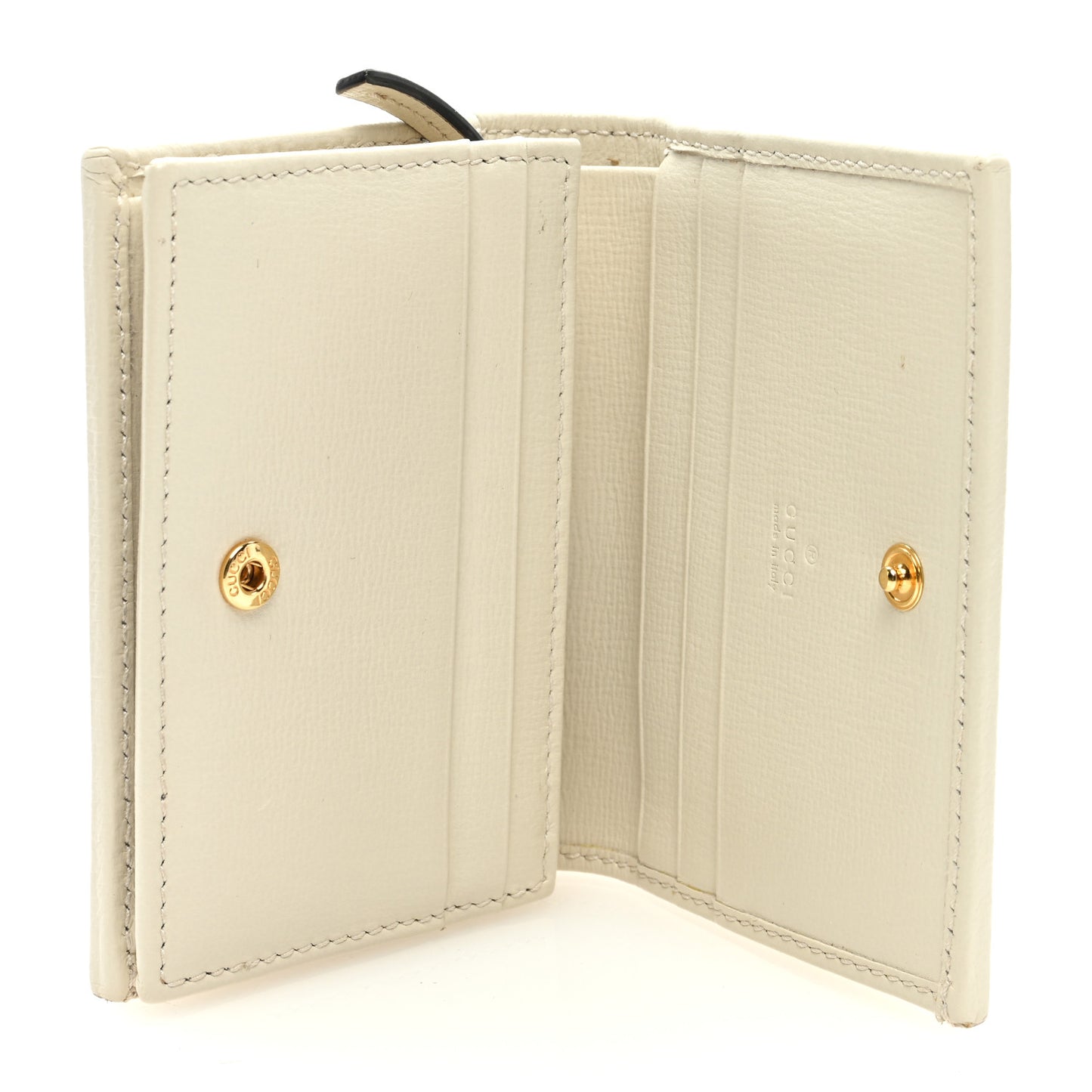 GG Supreme Monogram Azalea Calfskin Horsebit 1955 Card Case Wallet Beige Ebony Mystic White